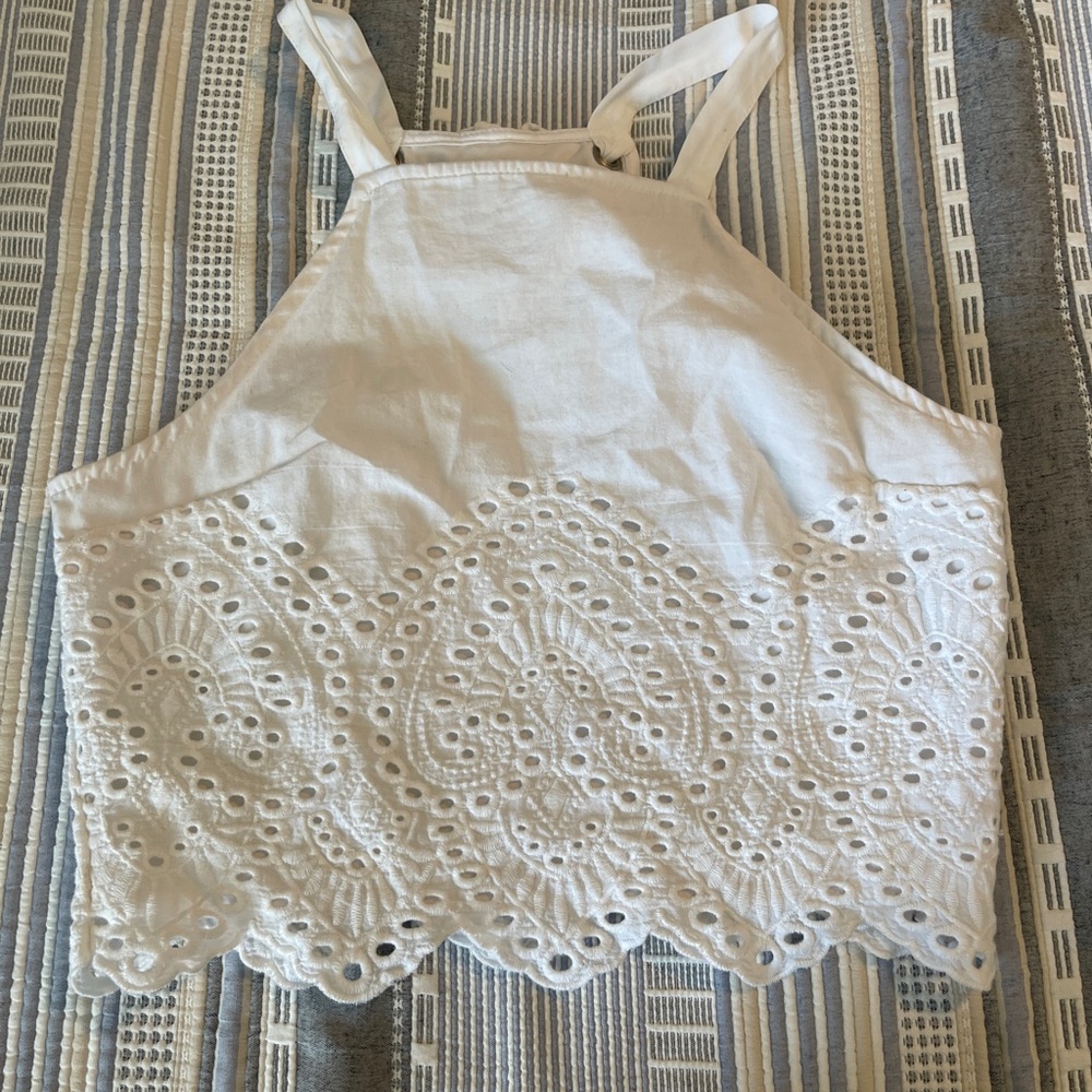 Abercrombie & Fitch White Sleeveless Crop Tank Top
